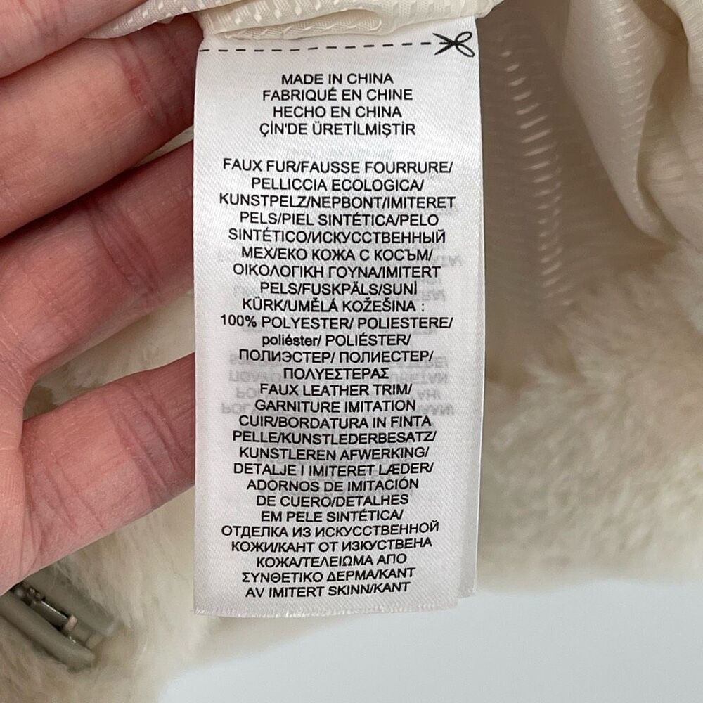 Lauren‎ Ralph Lauren Asymmetric Faux Fur Moto Coat Women Medium Cream Lined - Picture 10 of 12